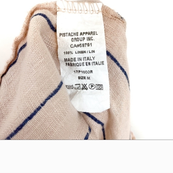 Pistache | Striped Linen Paperbag Shorts Size M - Picture 6 of 9